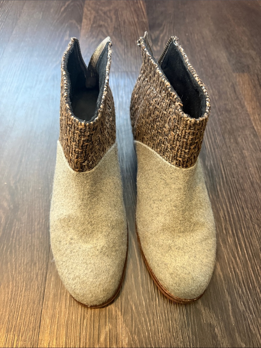 TOM’S Neutral Wool-Blend Ankle Boots